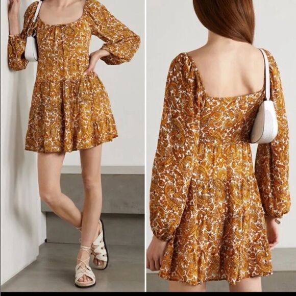Faithfull The Brand Alina Mini Dress In La Medina Paisley Print Size 12 - Picture 4 of 10